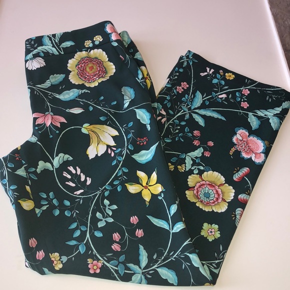 LOFT Pants - Ann Taylor Loft Dark Teal Floral Pant
